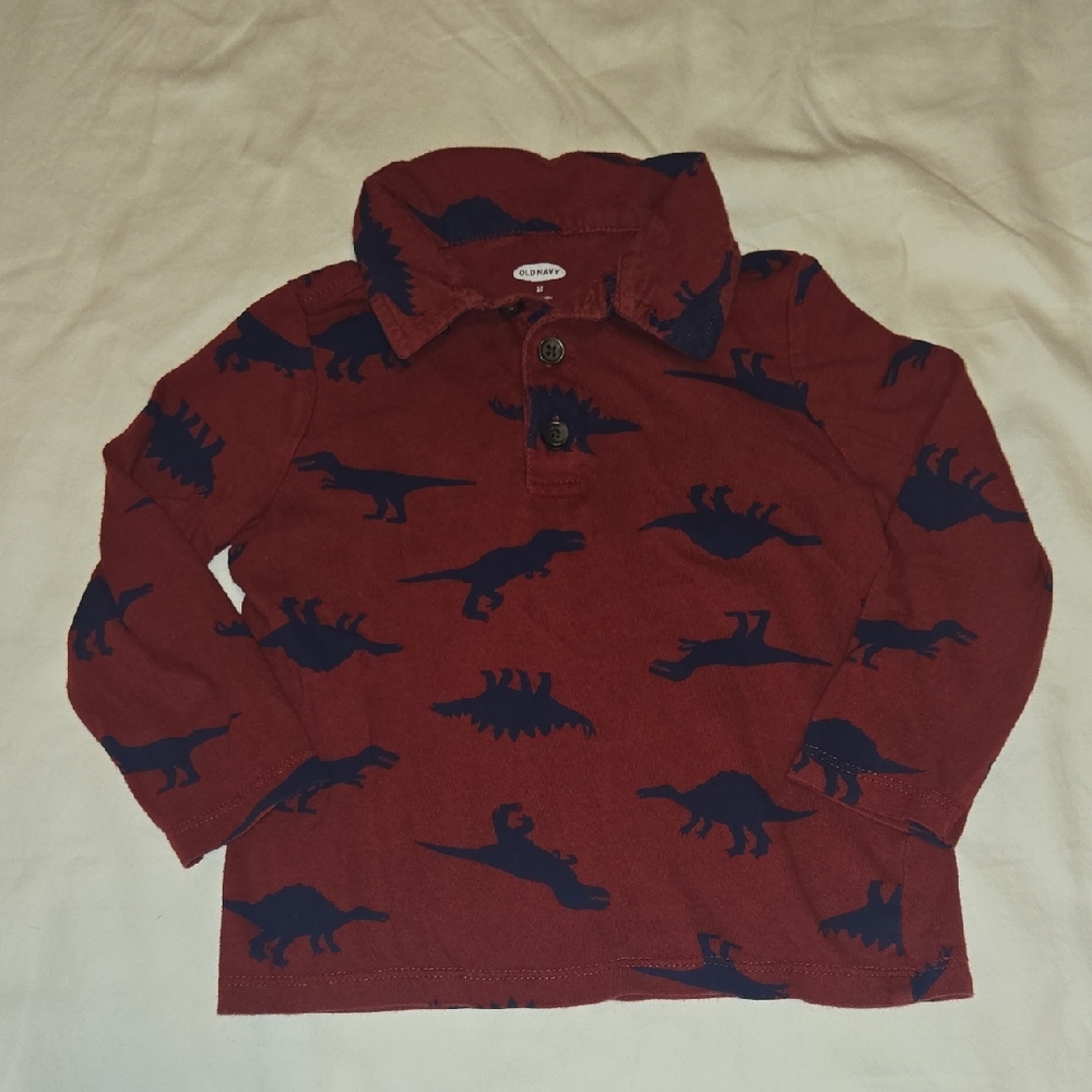 Old Navy Kids Dinosaur Print Shirt - Red and Blue